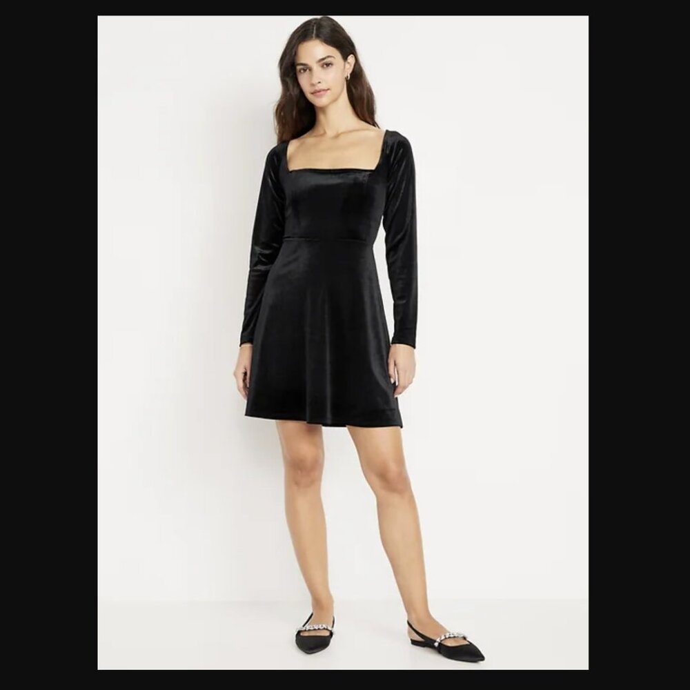NWT Old Navy -  Fit & Flare Velvet Mini Dress - Picture 2 of 2